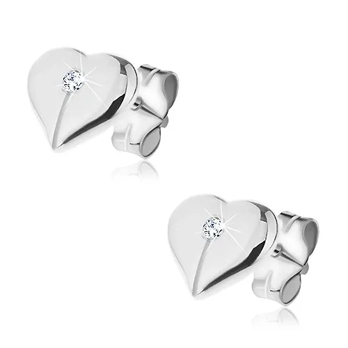 Puzetky ze stříbra 925 - lesklé přepůlené srdce se zirkonem