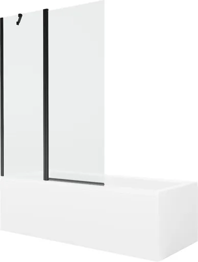 MEXEN/S Cubik obdélníková vana 170 x 70 cm s panelem + vanová zástěna 120, transparent, černá 550317070X9412117000