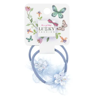 Lukky Fashion Gumičky do vlasů - květy s flitry - šedé