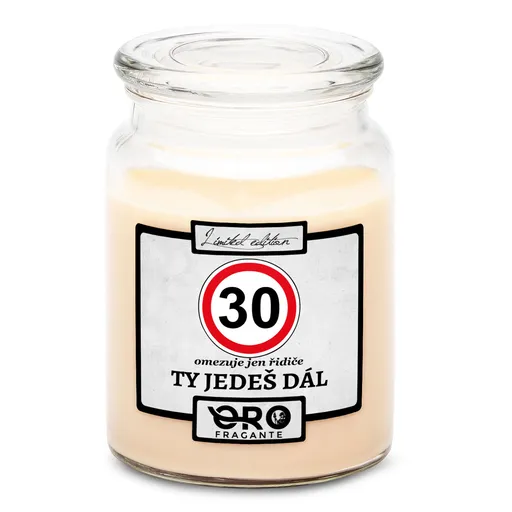 Svíčka Ty jedeš dál – výběr věku (věk: 30, Vůně svíčky: Vanilka)