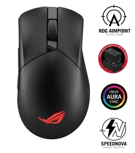 ASUS myš ROG GLADIUS III Wireless Aimpoint Black, RGB, Bluetooth