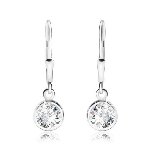 Náušnice ze stříbra 925, kulatý čirý zirkon, 6 mm