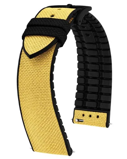 Řemínek Hirsch Arne - žlutý - 20 mm - L – Standardní délka (doporučujeme) - 18 mm - Černá