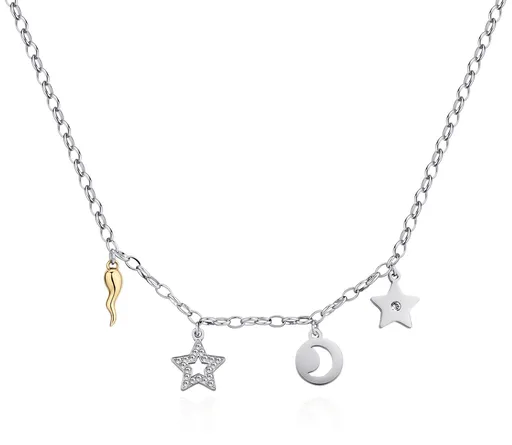 S'Agapõ Originální bicolor náhrdelník s přívěsky Happy SHAR09