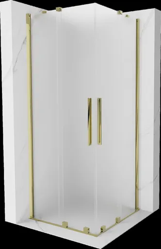 MEXEN/S Velar Duo sprchový kout, posuvné dveře 90 x 90, dekor, zlato 871-090-090-32-50