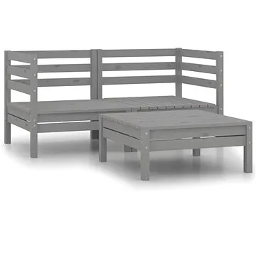 3dílná zahradní sedací souprava šedá masivní borovice , 3082394 (3082394)