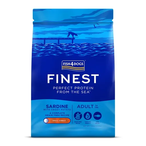 Fish4Dogs Granule malé pro dospělé psy Finest sardinka se sladkými bramborami 1,5 kg, 1+