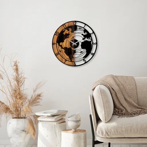 Dekorativní dřevěné nástěnné hodiny World Map