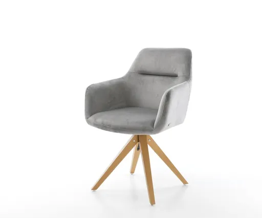 Otočná židle Pejo-Flex šedá samet dřevěná podnož hranatá