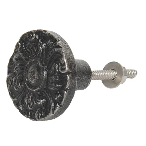 Šedo-černá kovová úchytka Bity - Ø 4 cm 64152