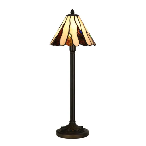 Béžovo-hnědá stolní lampa Tiffany Titto - Ø 20*60 cm E14/ 1*40W 5LL-6316