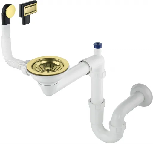 DEANTE Space-Saver kartáčovaný zlatý, odpadní sada granitového dřezu, 1-miska Space-Saver ZXY_R949