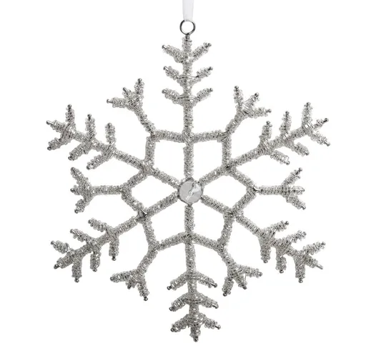 Champagne antik závěsná sněhová vločka s korálky Snowflake - 20 cm Chic Antique