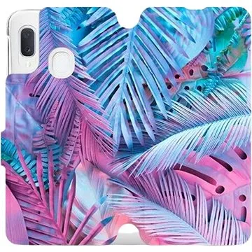 Flipové pouzdro na mobil Samsung Galaxy A20e - MG10S Fialové a modré listy (5903226908080)