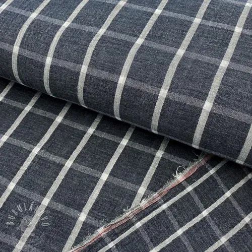 Dvojitá gázovina/mušelín Double sided Checks navy melange