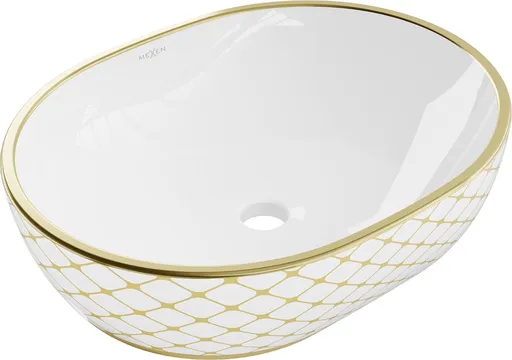 MEXEN Viki umyvadlo na desku 48 x 35, bílá/zlatá vzor 21054809