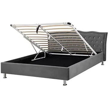 BELIANI tmavě šedá sametová 140 × 200 cm METZ (beliani_163217)