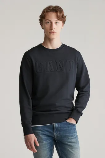 MIKINA GANT EMBOSSED C-NECK SWEAT BLACK