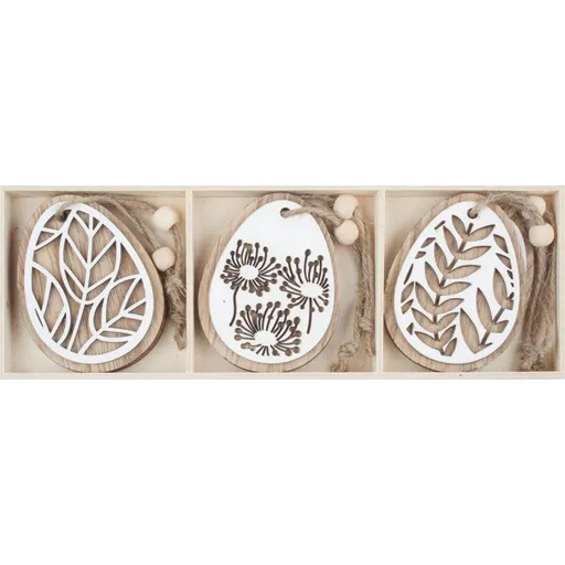 Vajíčko dřevěné na zavěšení 7,5 cm 6 ks