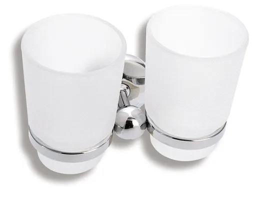 NOVASERVIS Dvojitý držák kartáčků a pasty sklo Metalia 1 chrom 6157,0