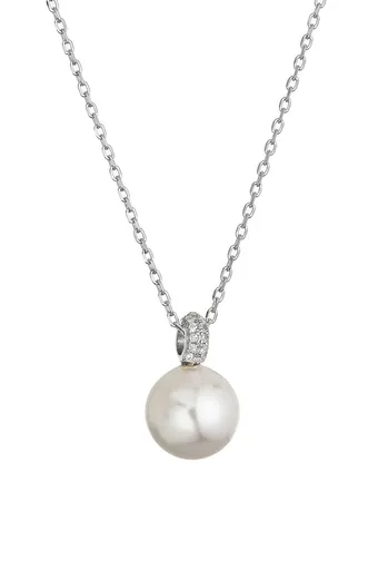 Evolution Group - Pavona Stříbrný náhrdelník se zirkony a shell perlou 12143.1