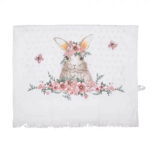 Bílý froté kuchyňský ručník s králíčkem Floral Easter Bunny - 40*66 cm CTFEB-2