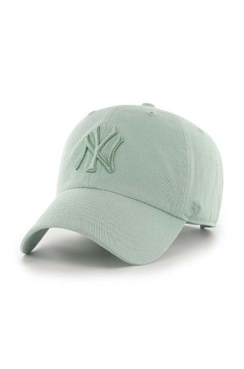 Bavlněná baseballová čepice 47 brand MLB New York Yankees zelená barva, s aplikací, B-NLRGW17GWS-YQ