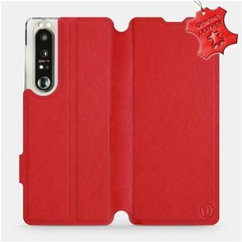 Kožené flip pouzdro na mobil Sony Xperia 1 III - Červené -  Red Leather (5903516726516)