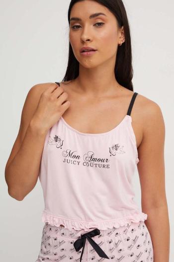 Pyžamový top Juicy Couture CHERUB EMMANUEL FRILLED VEST růžová barva, JCLPT224508