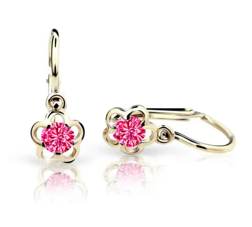 Cutie Jewellery Zlaté dětské náušnice C1945-10-X-1 fuchsiová
