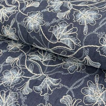 Bavlnená látka JEANS EMBROIDERY Lisa design A