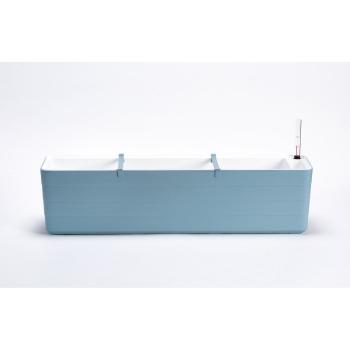 Jardinieră auto-udare Plastia Berberis 80, gri-albastru + alb, albastru, 80 cm