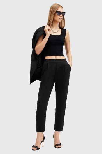 Kalhoty AllSaints ALEIDA TRI TROUSER dámské, černá barva, střih chinos, medium waist, W009QZ