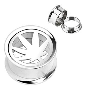 Plug do ucha - vykrojený list marihuany - Hrúbka: 10 mm