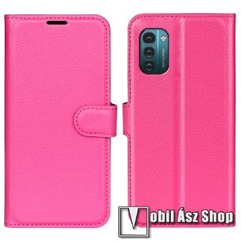 WALLET notesz tok / flip tok - MAGENTA - asztali tartó funkciós, oldalra nyíló, rejtett mágneses záródás, bankkártyatartó zseb, szilikon belső - NOKIA G11 / NOKIA G21