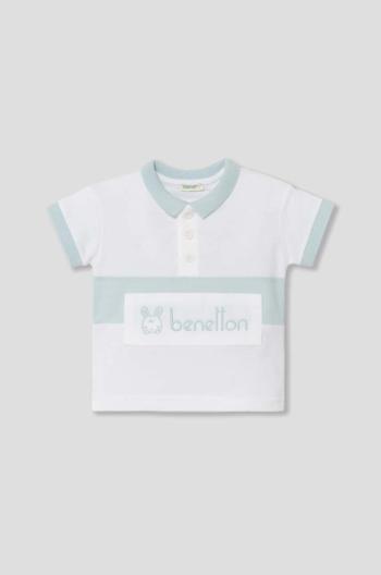 Dětská bavlněná polokošile United Colors of Benetton bílá barva