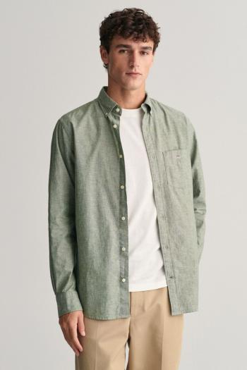 KOŠILE GANT REG COTTON LINEN SHIRT PINE GREEN