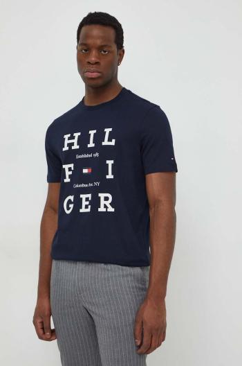 Bavlněné tričko Tommy Hilfiger tmavomodrá barva, s potiskem, MW0MW33690