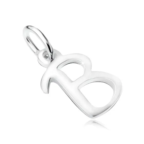 Stříbrný 925 přívěsek, písmeno z abecedy "B" s hladkým povrchem