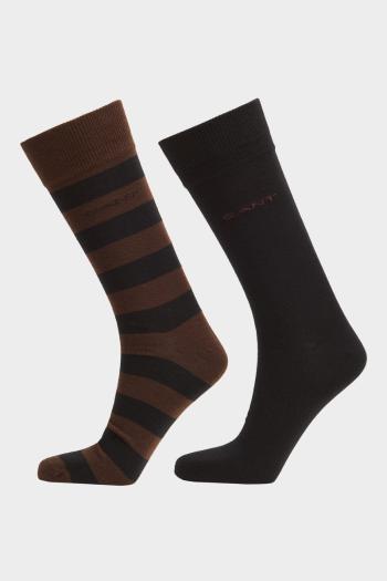 PONOŽKY GANT BARSTRIPE AND SOLID SOCKS 2-PACK RICH BROWN