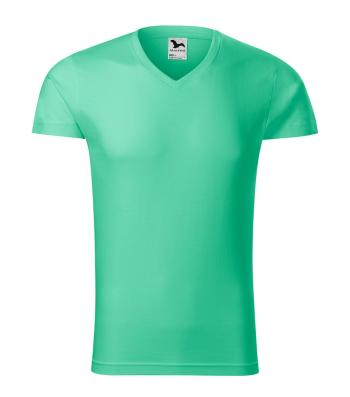 MALFINI Pánské tričko Slim Fit V-neck - Mátová | XXL