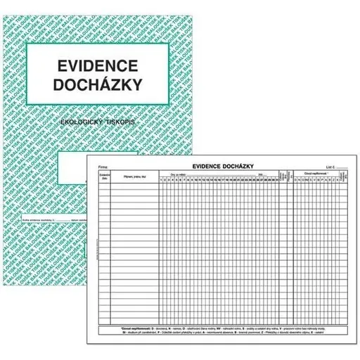 Tiskopis Evidence docházky A4 10 listů BALOUŠEK