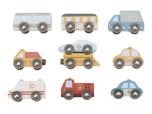 LITTLE DUTCH Sada dřevěných autíček