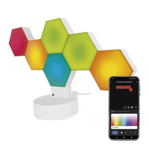 EMOS GoSmart RGBIC Bílá LED stolní lampička Hexagon 5,5W s WiFi ZIW426R