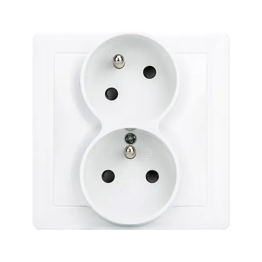 Solight dvojzásuvka Slim, pootočená horní zásuvka, bílá 5B172