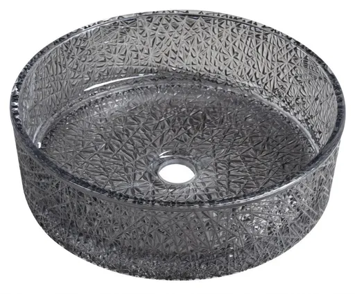 SAPHO ERSEL skleněné gravírované umyvadlo na desku Ø 39,5cm, černá TY323B