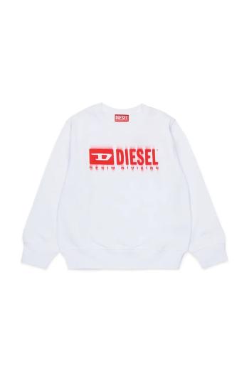 Detská bavlnená mikina Diesel SGINNL8 OVER SWEAT-SHIRT biela farba, s potlačou, J02040