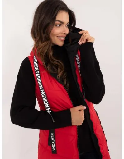 Dámská vesta se stahovacími šňůrkami oboustranná červená