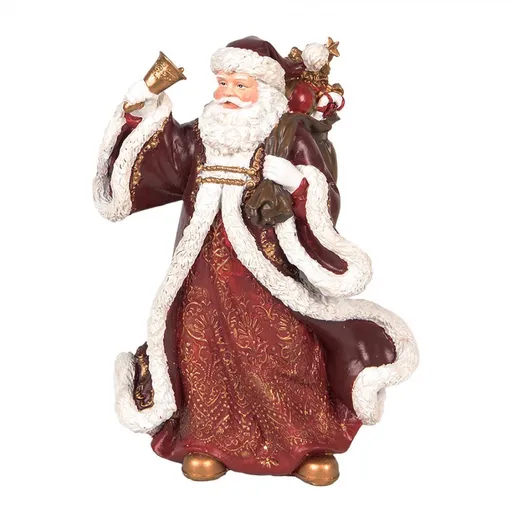 Červená vánoční dekorace Santa Claus s dárky - 15*11*20 cm Clayre & Eef
