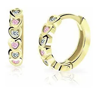 Cutie Jewellery Dětské kruhové náušnice ze žlutého zlata C3339-80-X-1 růžová